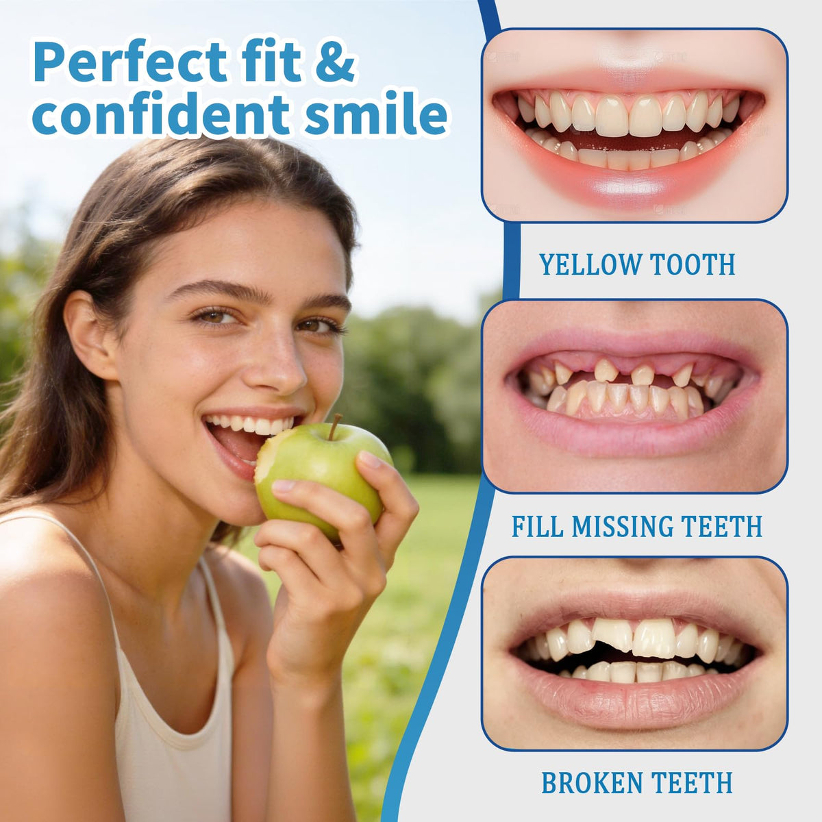 Silicone Denture Set Upper Lower Full Teeth D9758