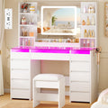 Glass Top Vanity Desk with Mirror and Stool C76429