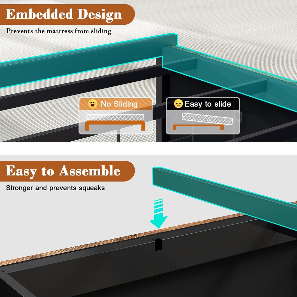 Twin Size Corner Bed Frame with Storage and Headboard V41893