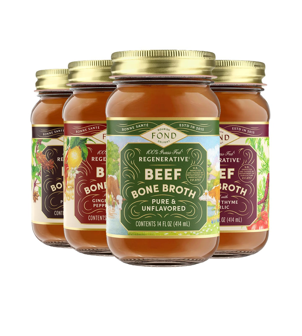 Bone Broth Variety Pack 3 Beef Flavors 14oz 4-Pack V376097