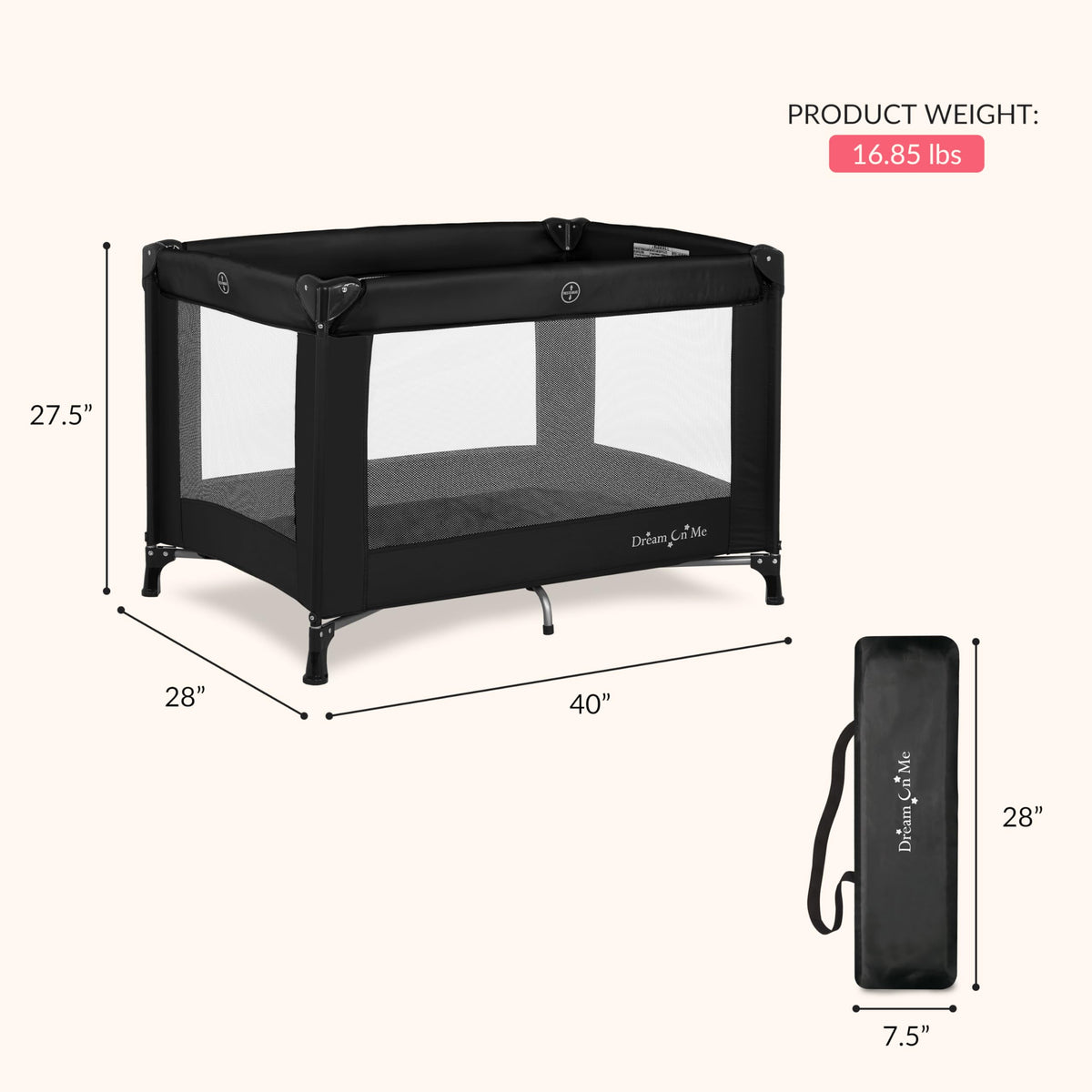 Portable Playard with Carry Bag, Black B7344
