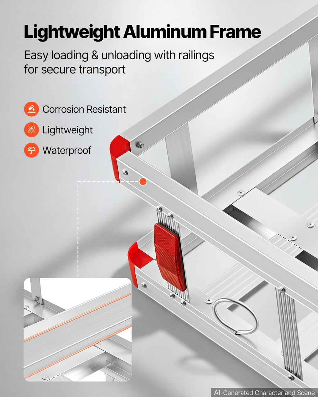 500LBS Aluminum Hitch Wheelchair Carrier with Folding Ramp K1113