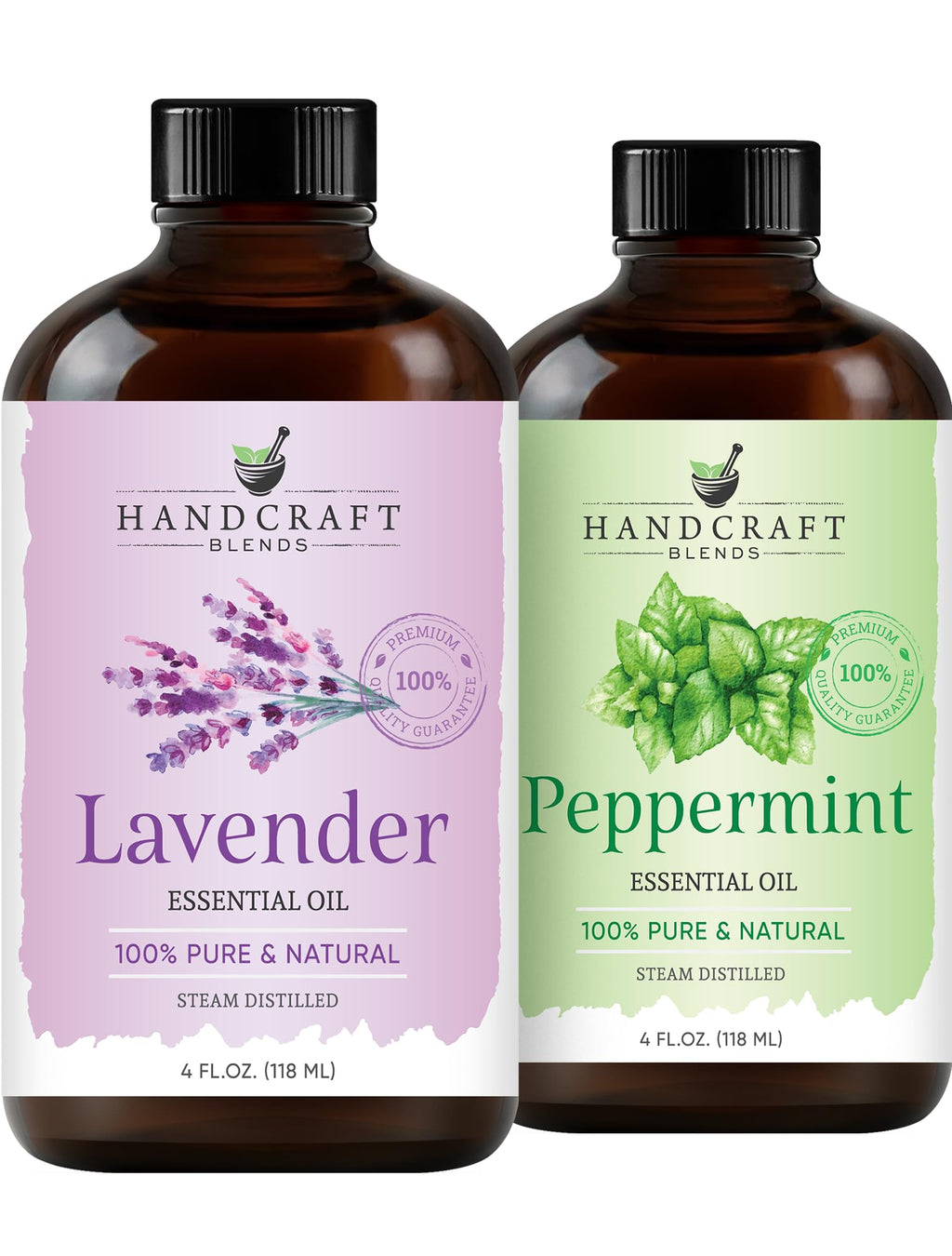 Peppermint and Lavender Essential Oils Set 2 x 4 Fl Oz M613