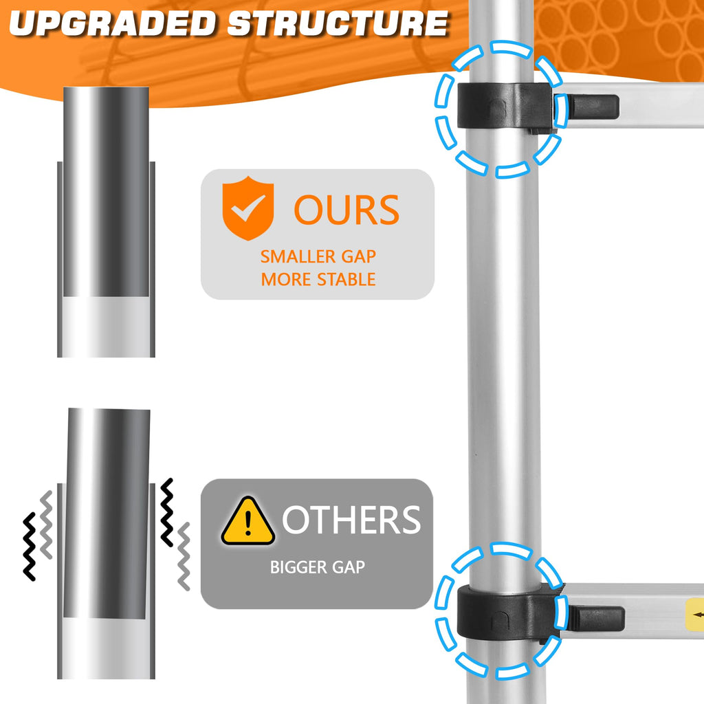 12.5 FT Aluminum Telescoping Ladder with 2 Hooks Y919