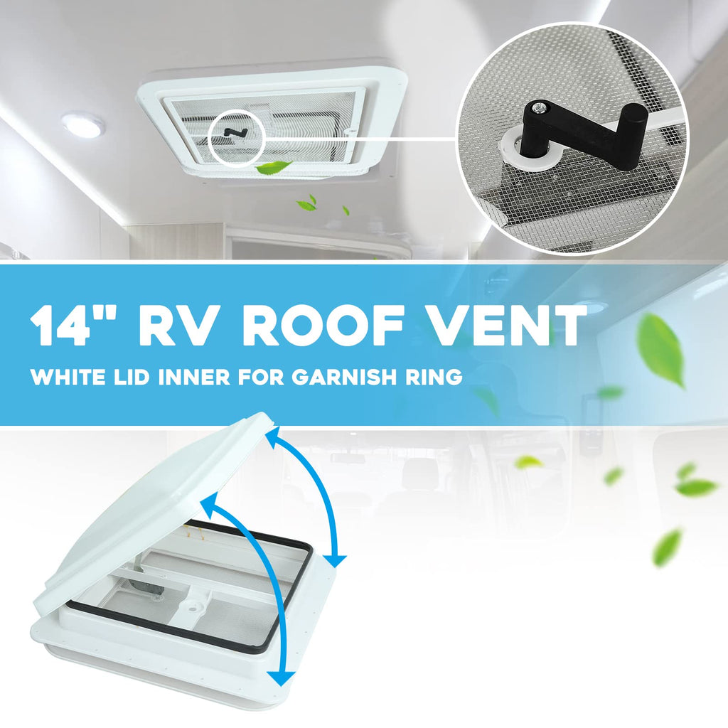 14" RV Roof Vent with White Lid W6545