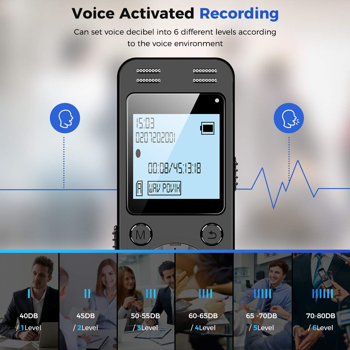 128GB Digital Voice Recorder with Playback D1527