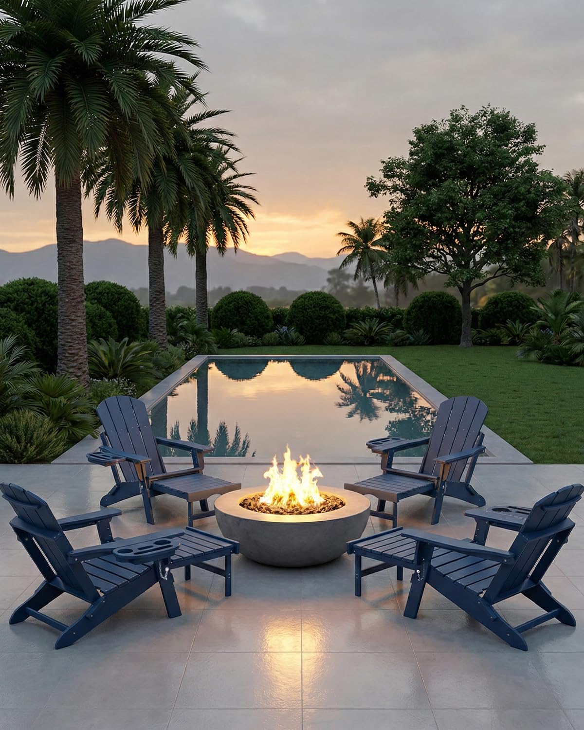 Adjustable Adirondack Chair Set of 2 with Ottoman B91994