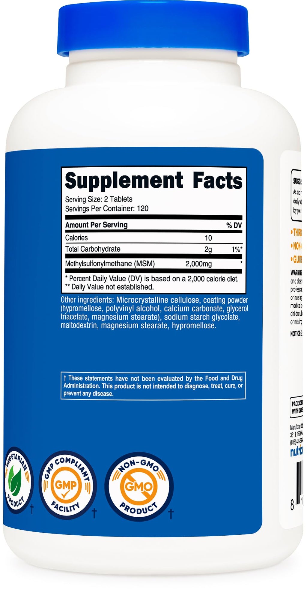 MSM Tablets 2000mg 240 Tablets E9492