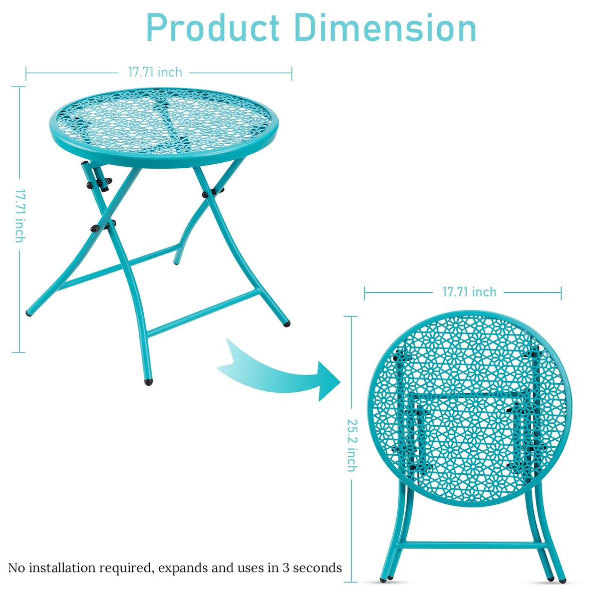 Folding Outdoor Side Table with Cutouts B6660