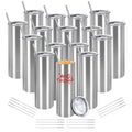 16 Pack 20oz Stainless Steel Insulated Tumblers with Lid and Straw P492700
