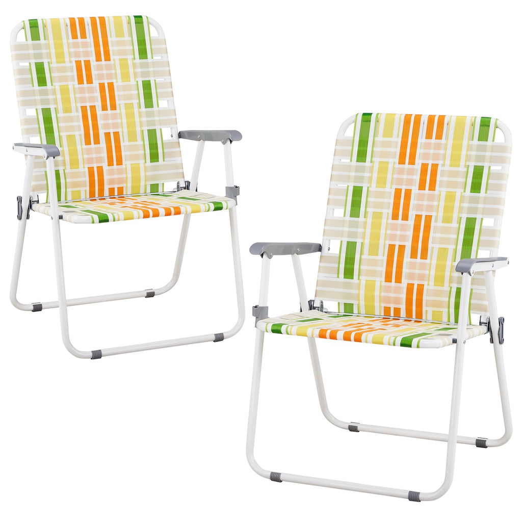2 Pcs Lightweight Folding Beach Chairs with Armrests S28334