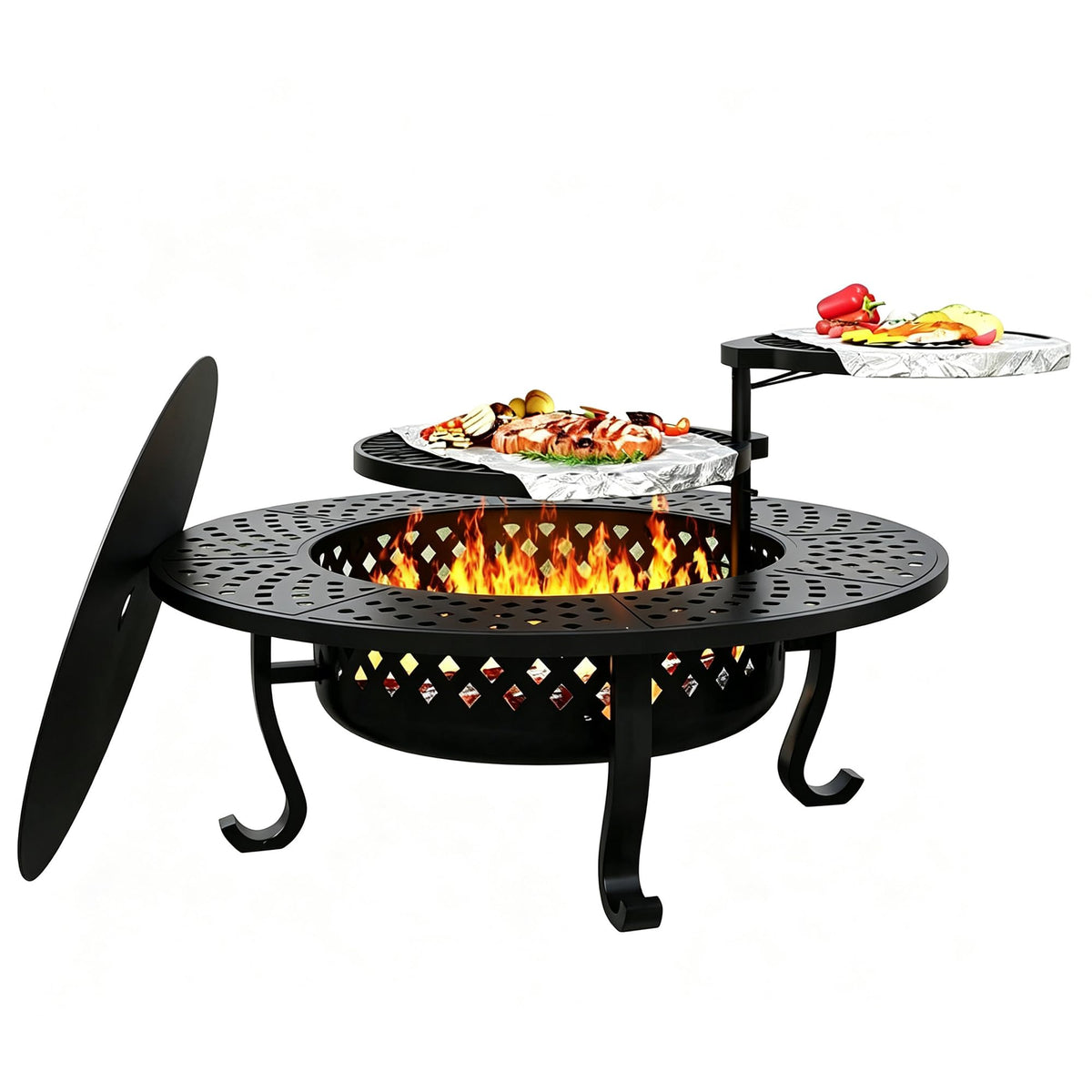 43 Inch Wood Burning Fire Pit with Lid L908