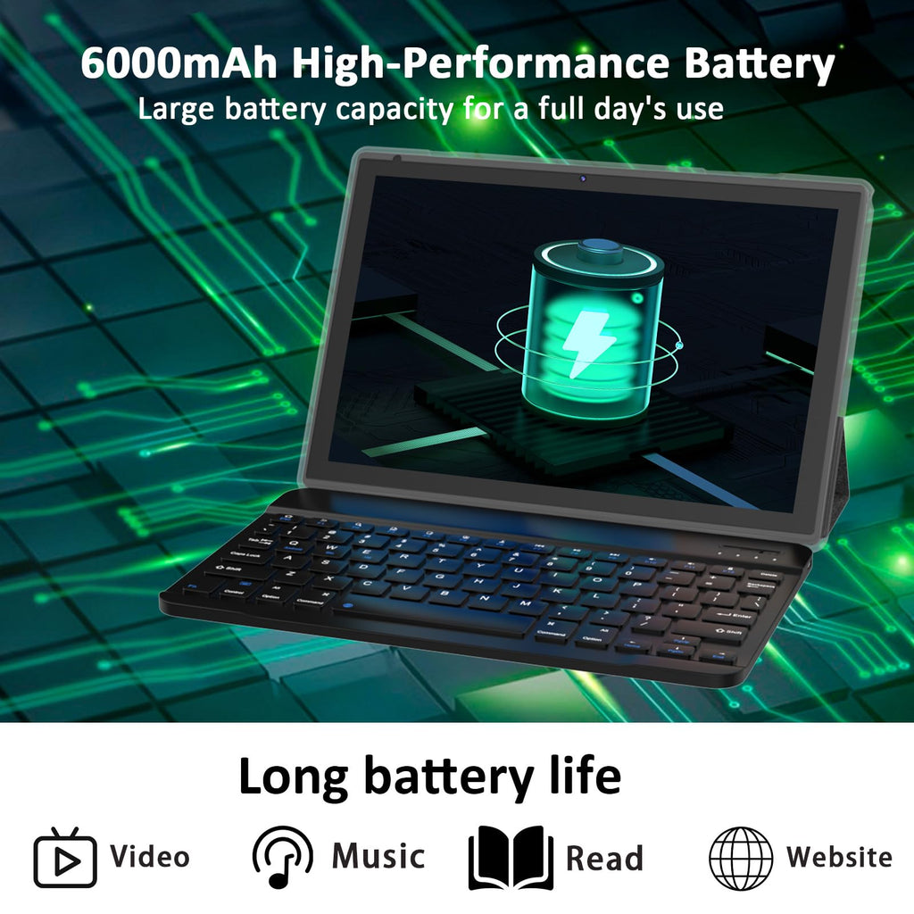Android 15 10 Inch 18GB RAM 128GB ROM Tablet with Keyboard Case Mouse Stylus R591649