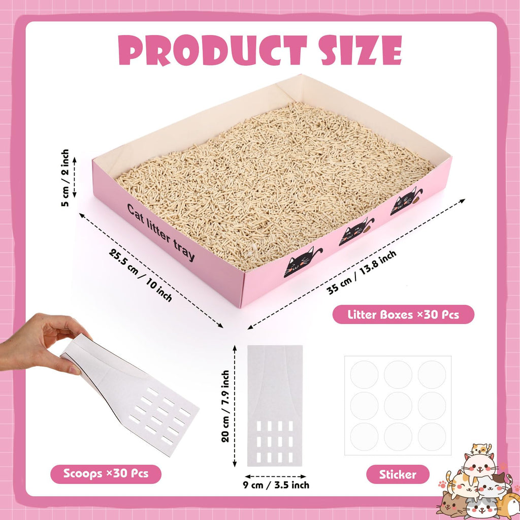 60 Pcs Disposable Cat Litter Boxes with Scoops J5904