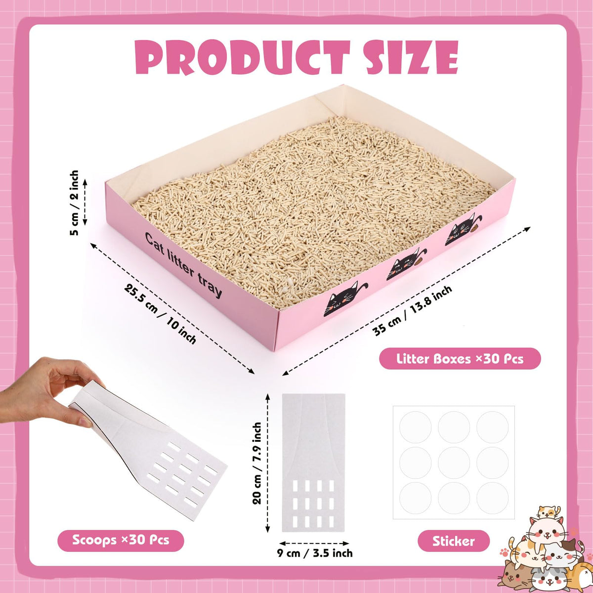 60 Pcs Disposable Cat Litter Boxes with Scoops J5904
