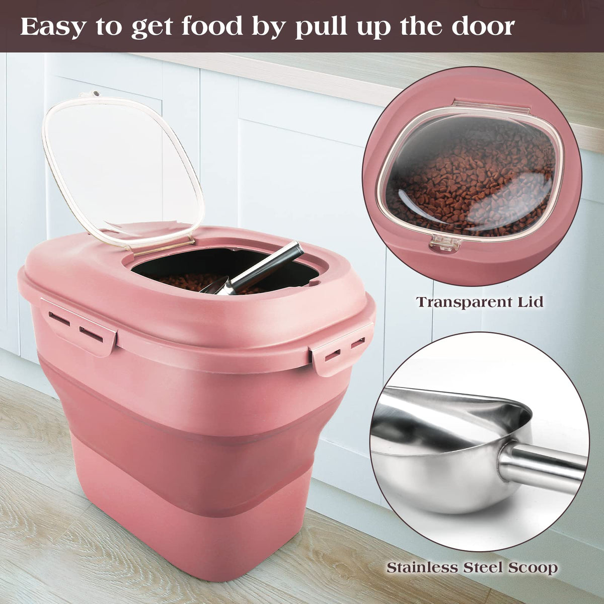Airtight Collapsible Pet Food Storage Container with Scoop R20294