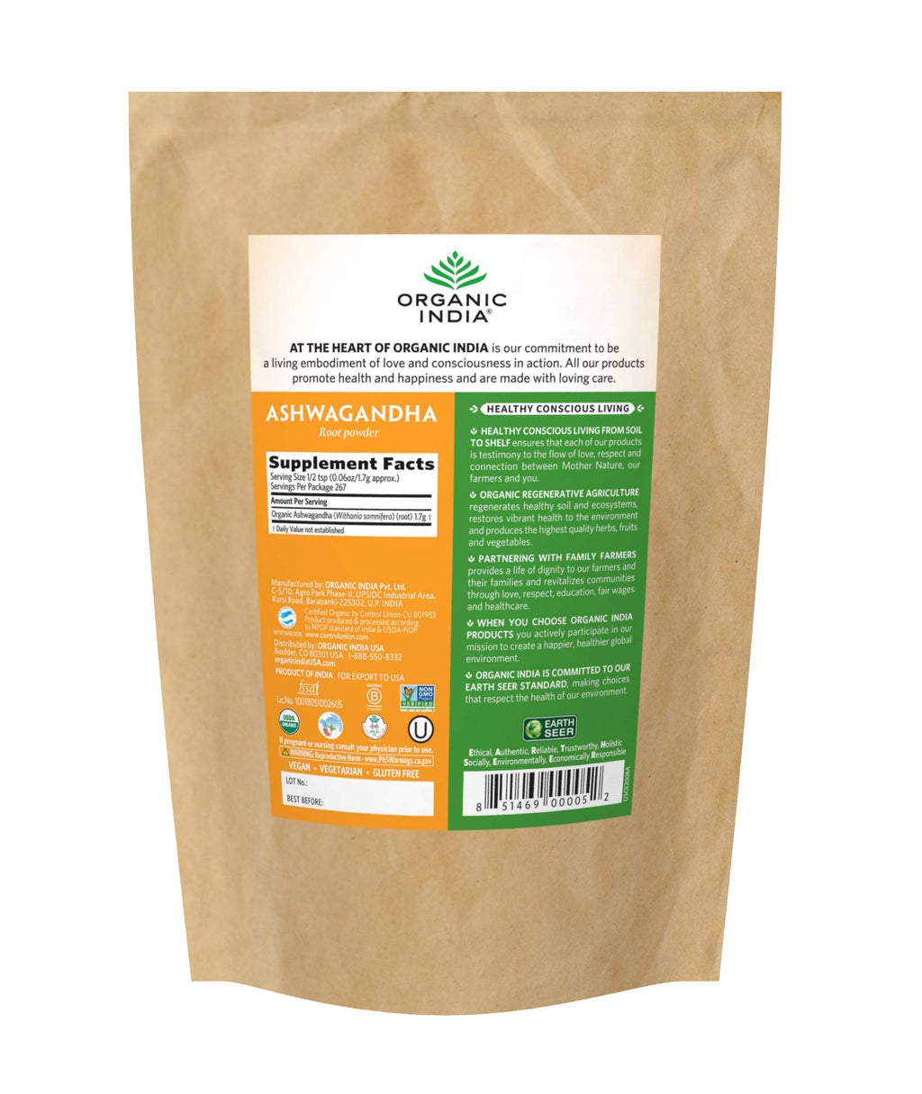 Organic Ashwagandha Powder Herbal Supplement 1lb Bag C5974