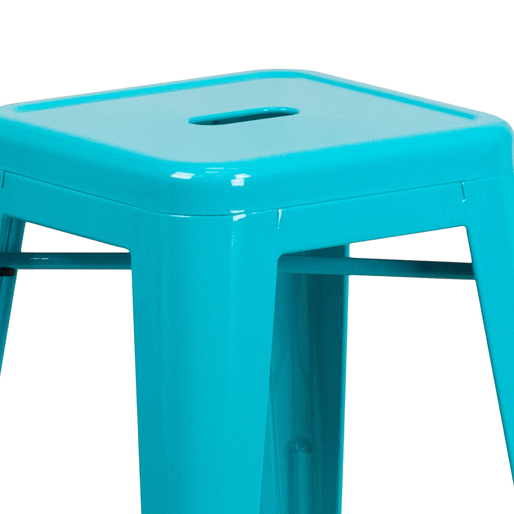 24" Teal Metal Backless Counter Height Stool M42786