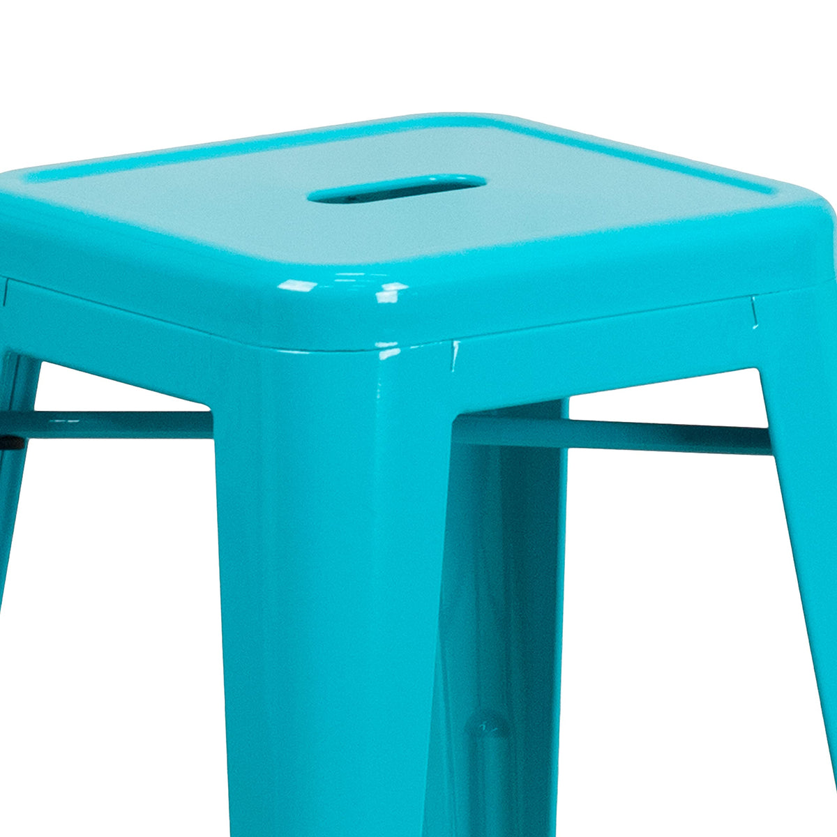 24" Teal Metal Backless Counter Height Stool M42786
