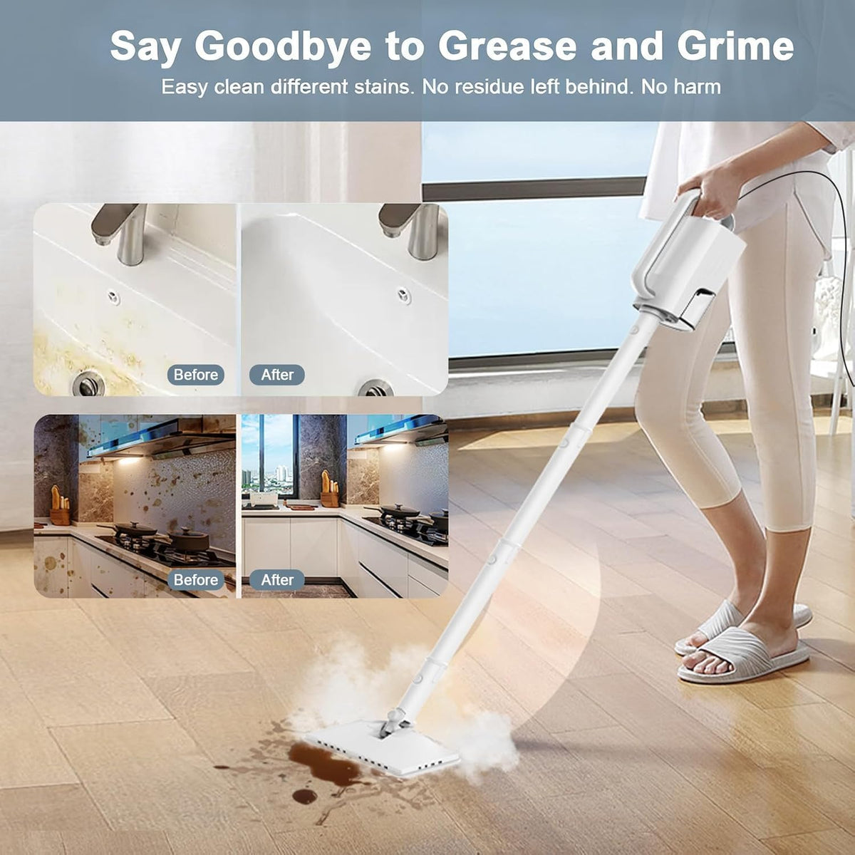 1200W 6-in-1 Steam Mop with 2 Modes, 400ML Removable Tank R981156