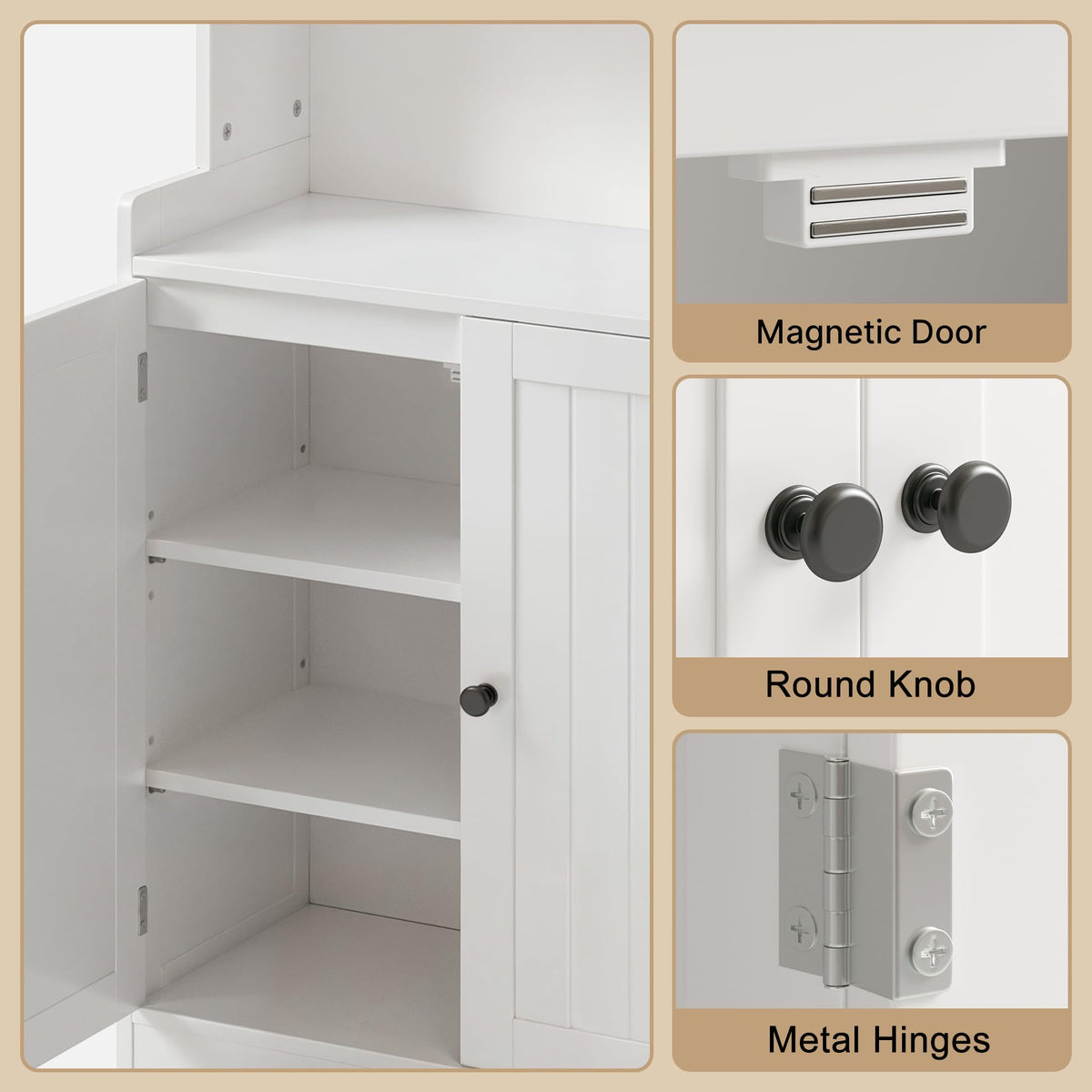 White Bathroom Storage Cabinet with 2 Adjustable Shelves A5116