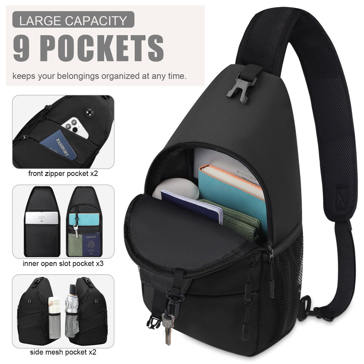 Crossbody Sling Bag with Convertible Shoulder Strap P61657