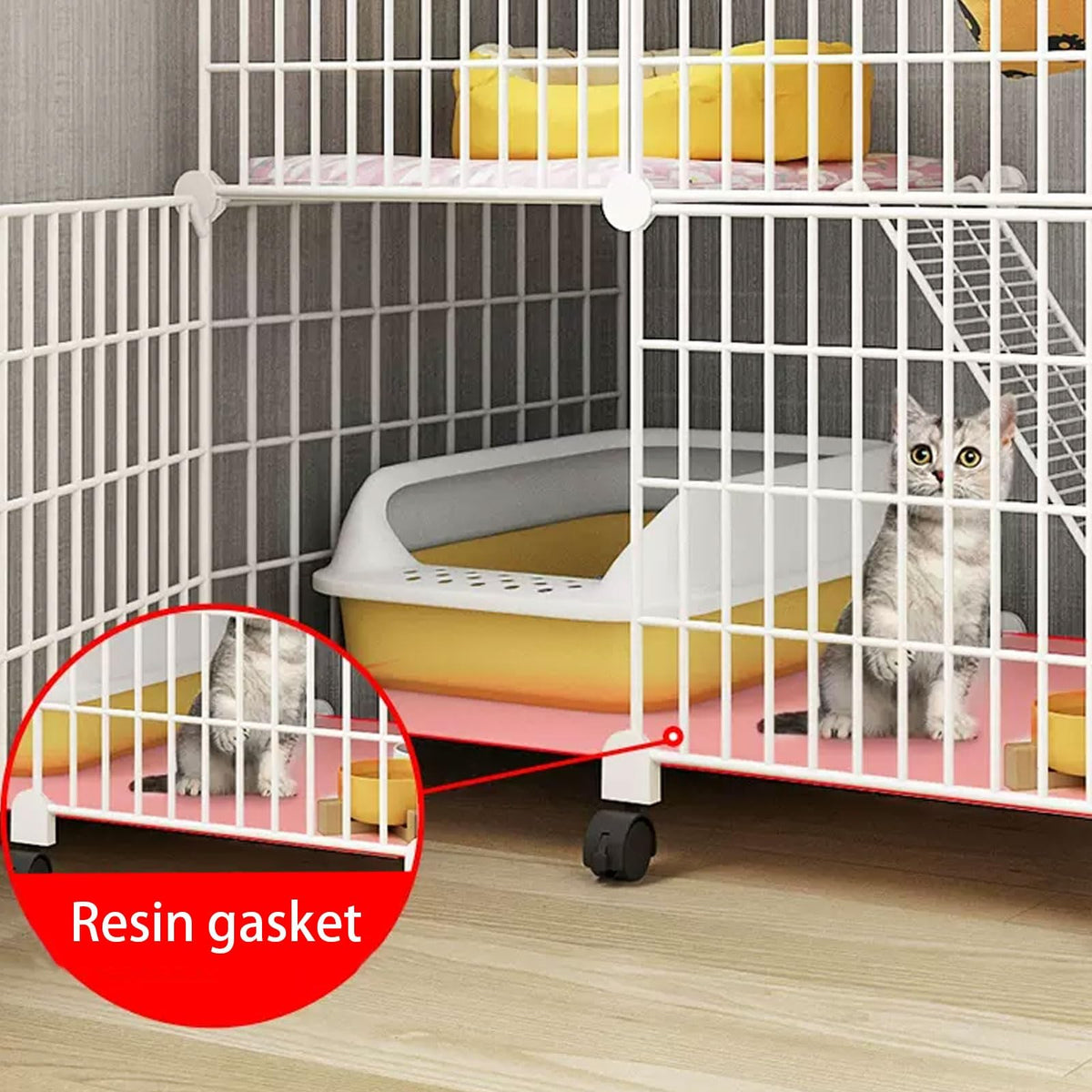 Large Indoor Detachable Metal Cat Cage with Cat Bed Q428