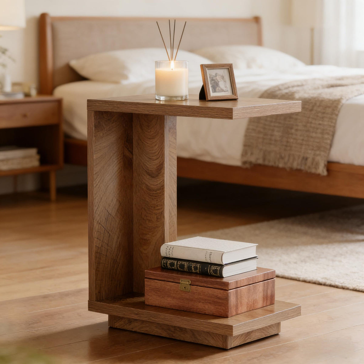 C-Shaped Side Table with Hidden Storage D69734