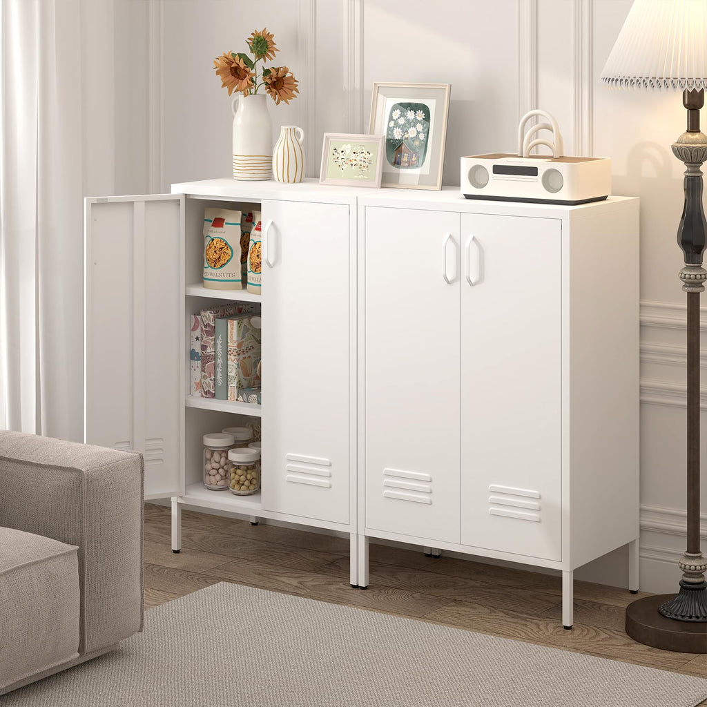 White 2 Door Metal Storage Cabinet with Shelves S20651