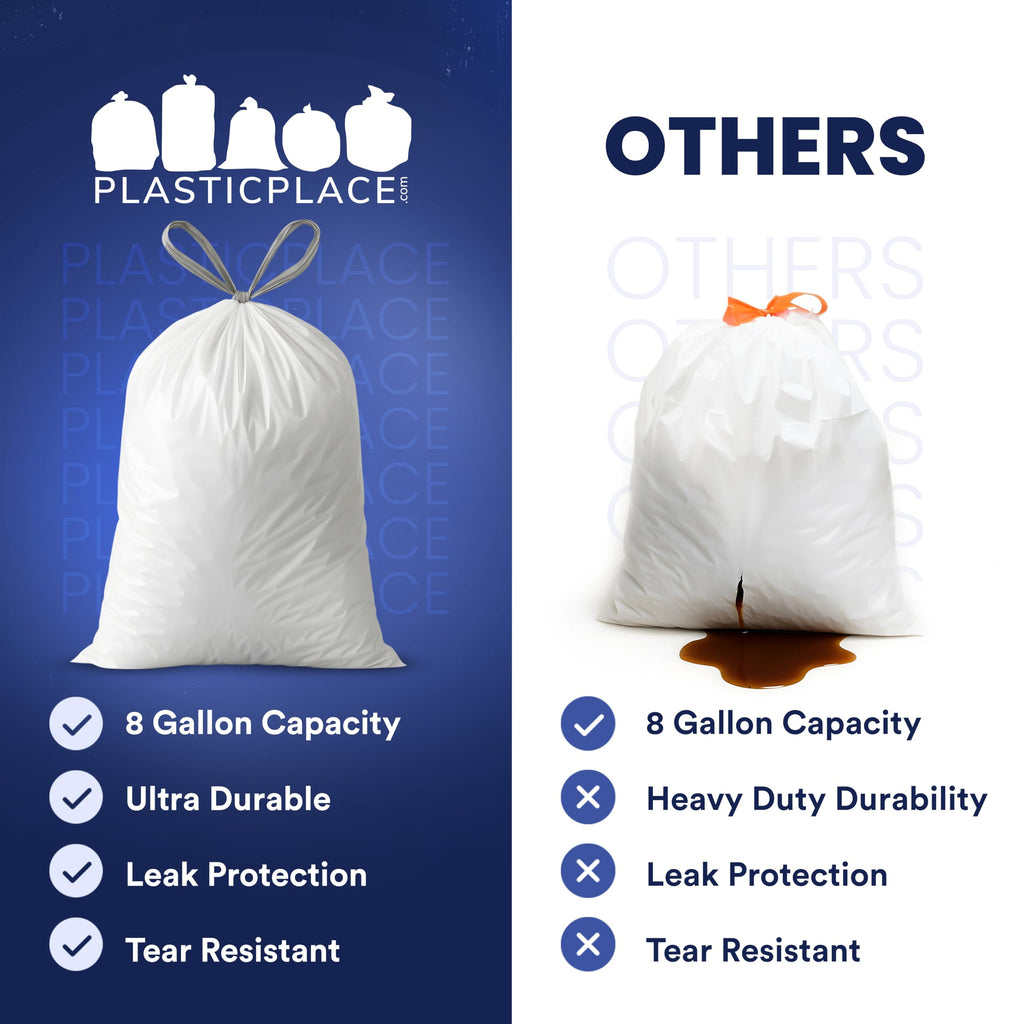 8 Gallon White Drawstring Trash Bags 200 Count V191109