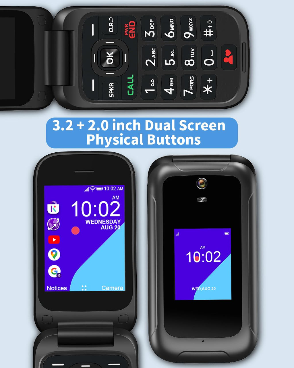 Unlocked 4G Flip Phone with Dual Screen D190