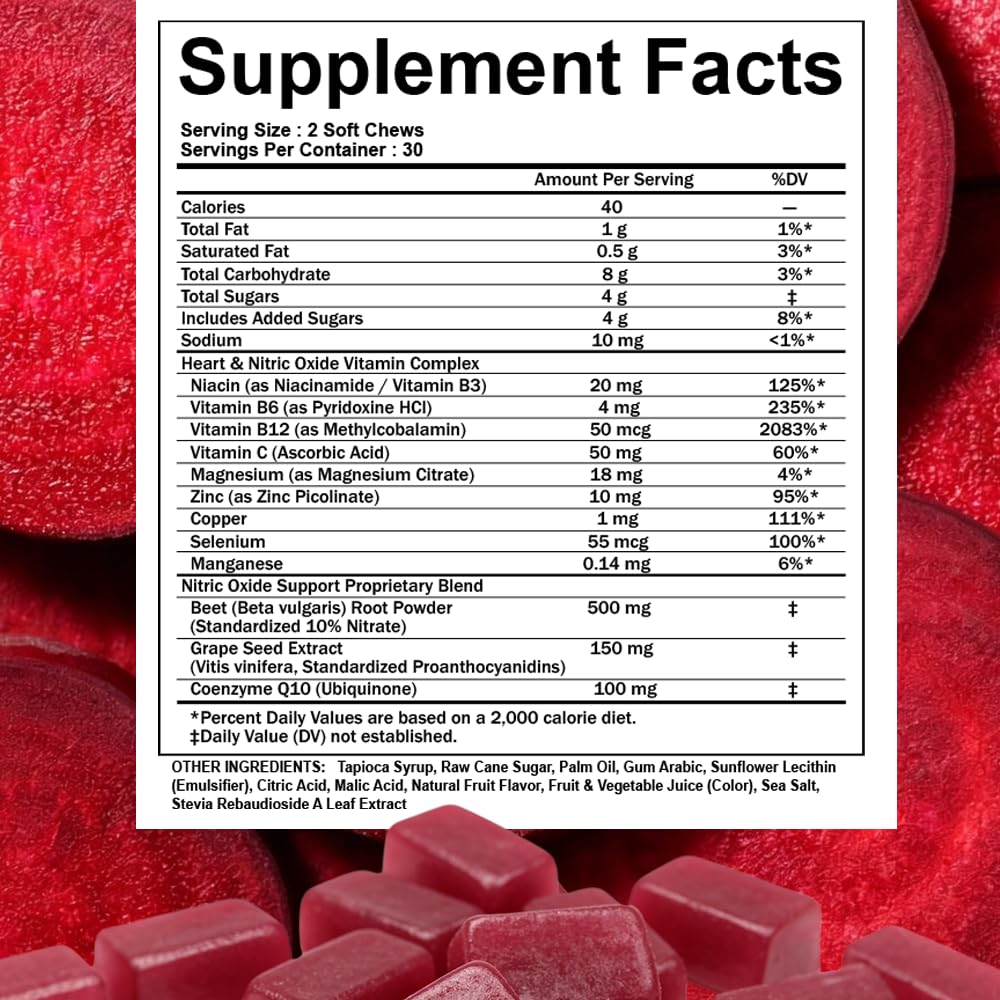 Beet Root Soft Chews 60 Count Y662
