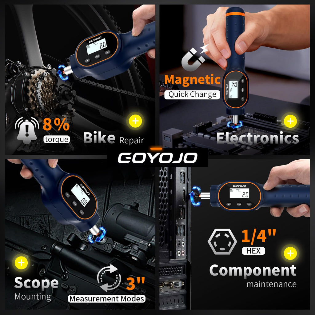 Digital Torque Screwdriver 1/4" Adjustable Set with Buzzer & Magnetic Bits H6037