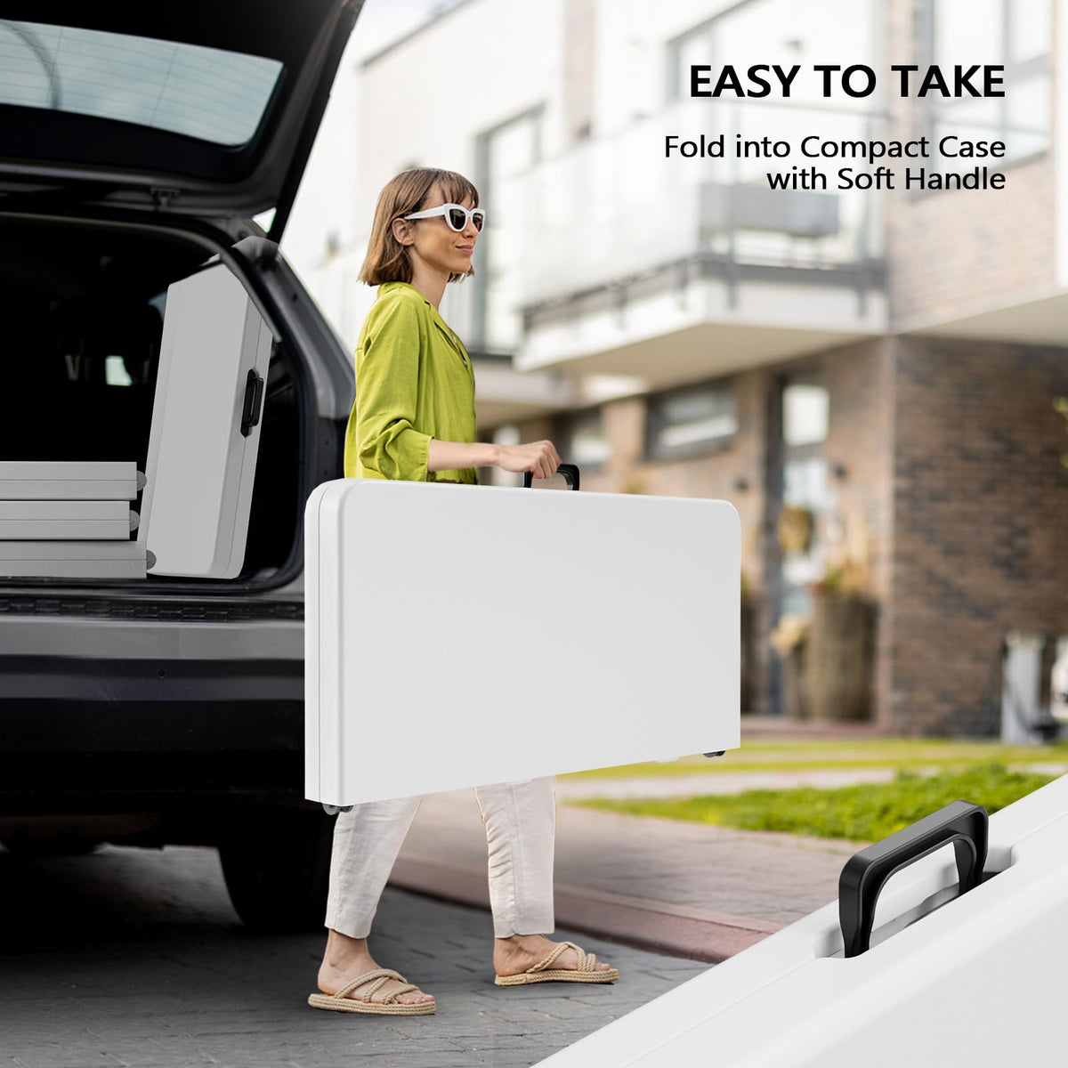 White Bi-Folding Portable Plastic Table G622017