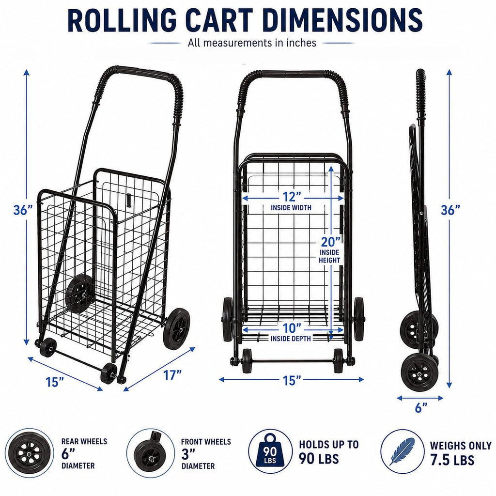 Black Foldable Utility Cart with Wheels B477660