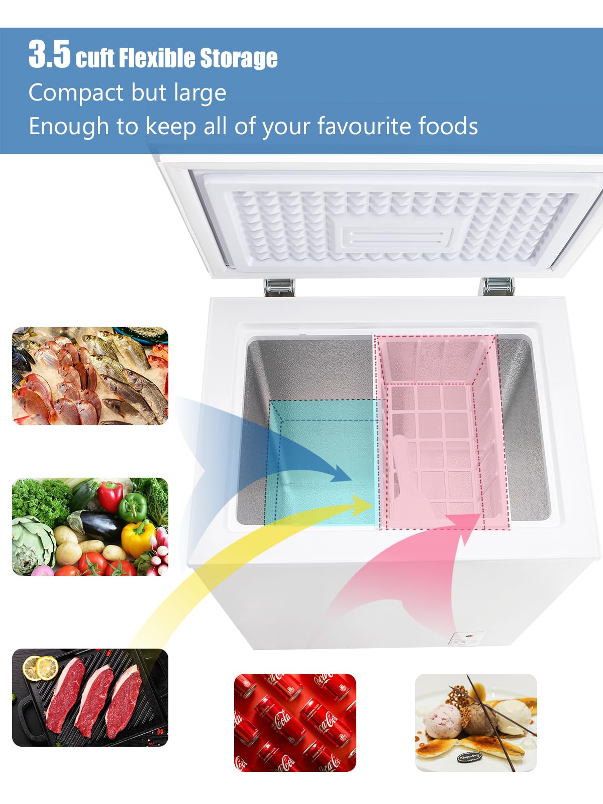 3.5 Cu.Ft Chest Freezer with Removable Basket, White L6357