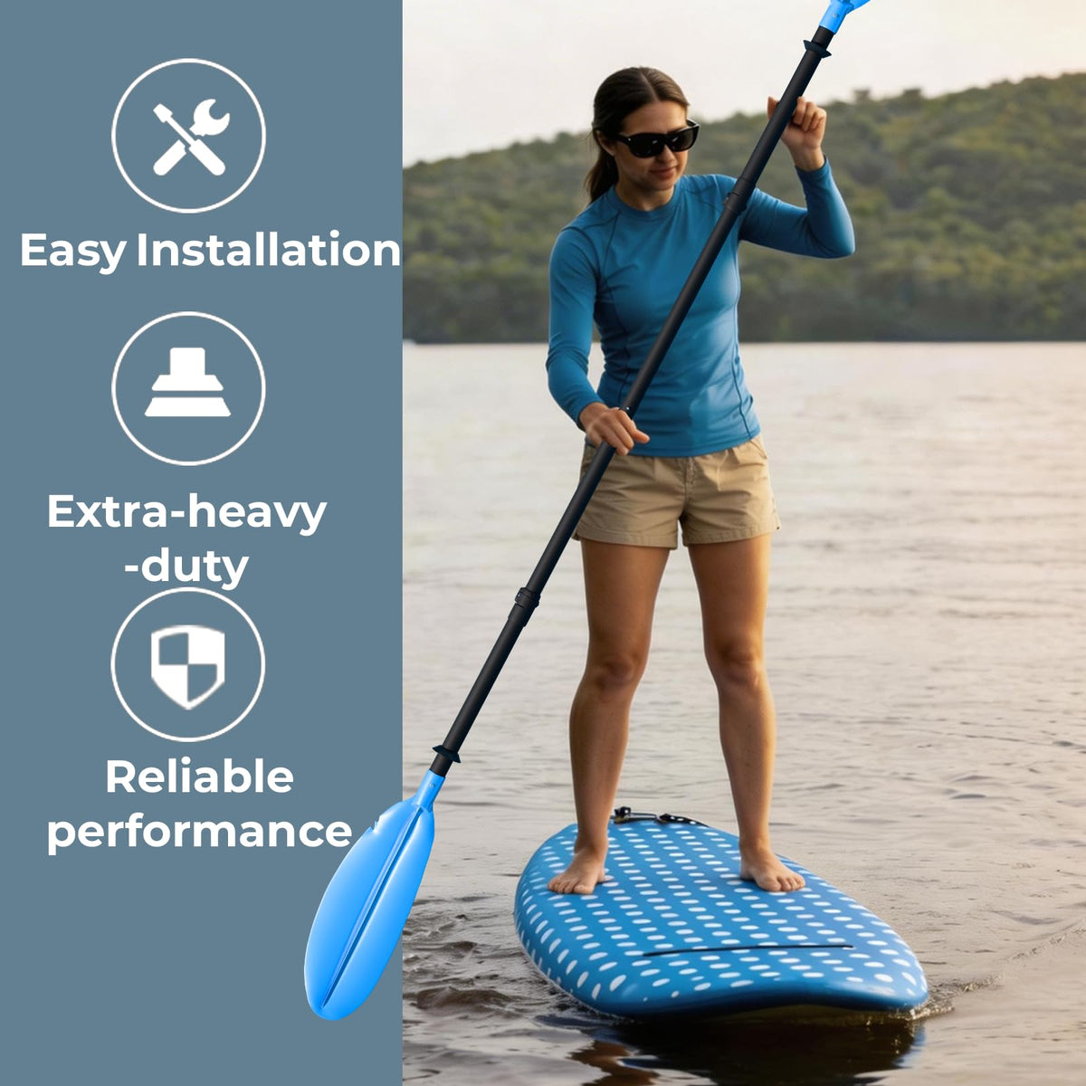 Adjustable Lightweight Floating Kayak Paddle with Safety Rope W5087