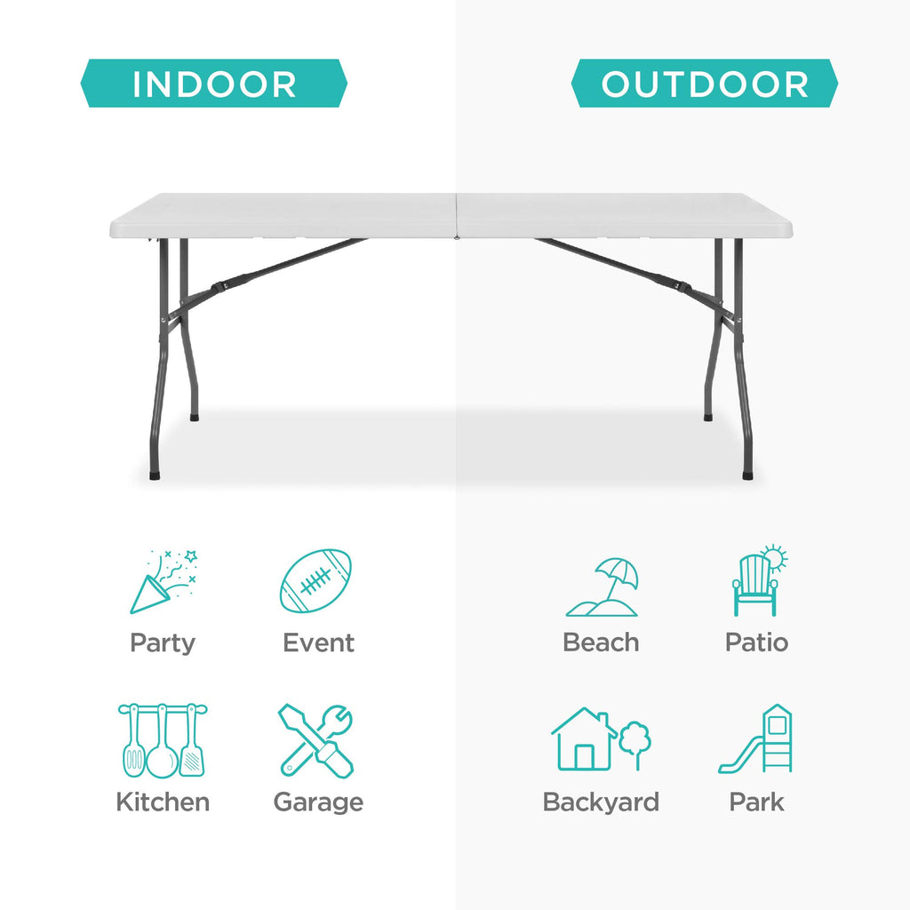 6ft White Plastic Folding Table K87407