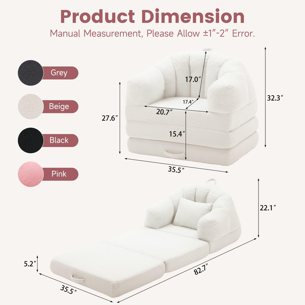 Beige 2 in 1 Convertible Sleeper Sofa Bed M329