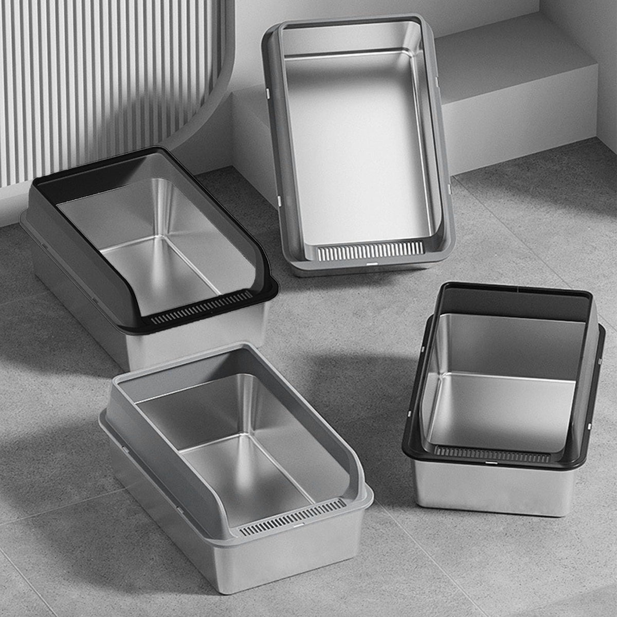 Stainless Steel Enclosed Cat Litter Box with Lid V509