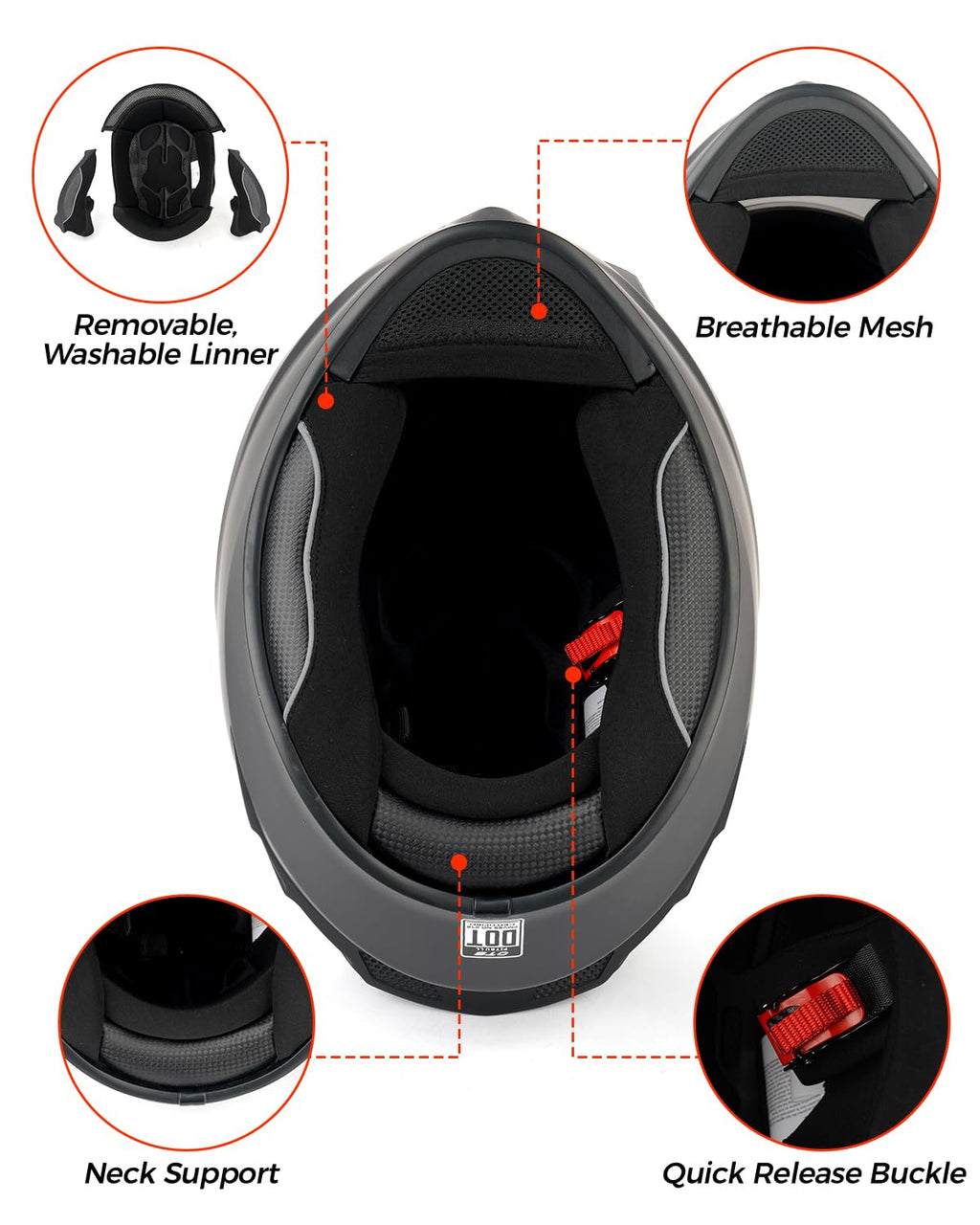 Full Face Motorcycle Helmet DOT Approved J7740