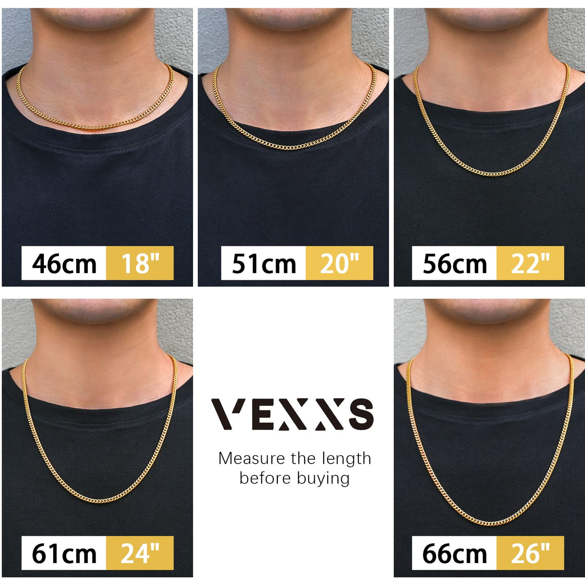 Gold Chain 18K Gold Filled Cuban Link 316L Stainless Steel Necklace E399