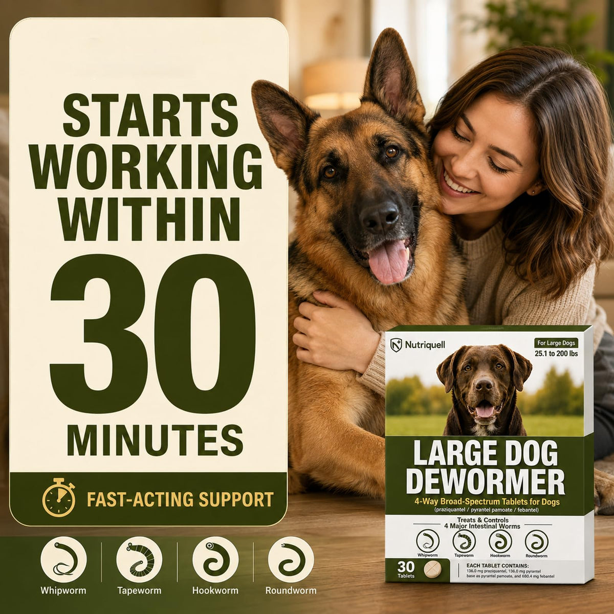 Medium and Large Dog Dewormer Tablets S63678