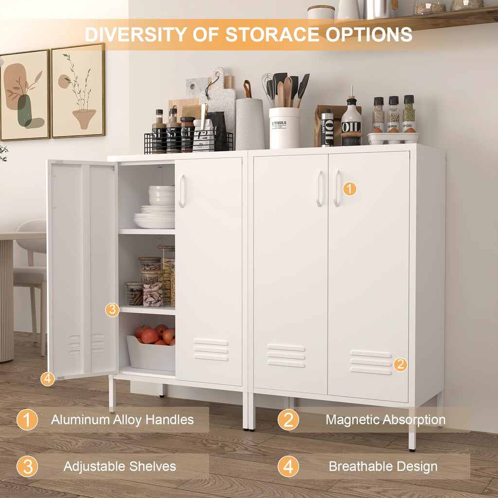 White 2 Door Metal Storage Cabinet with Shelves S20651