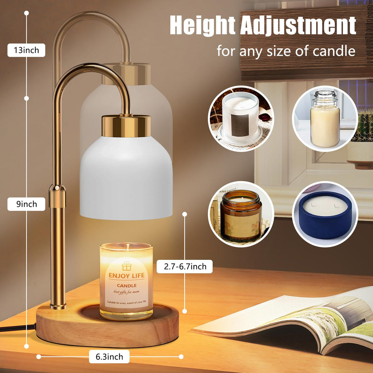 Candle Warmer Lamp with Dimmer Adjustable Height V74237