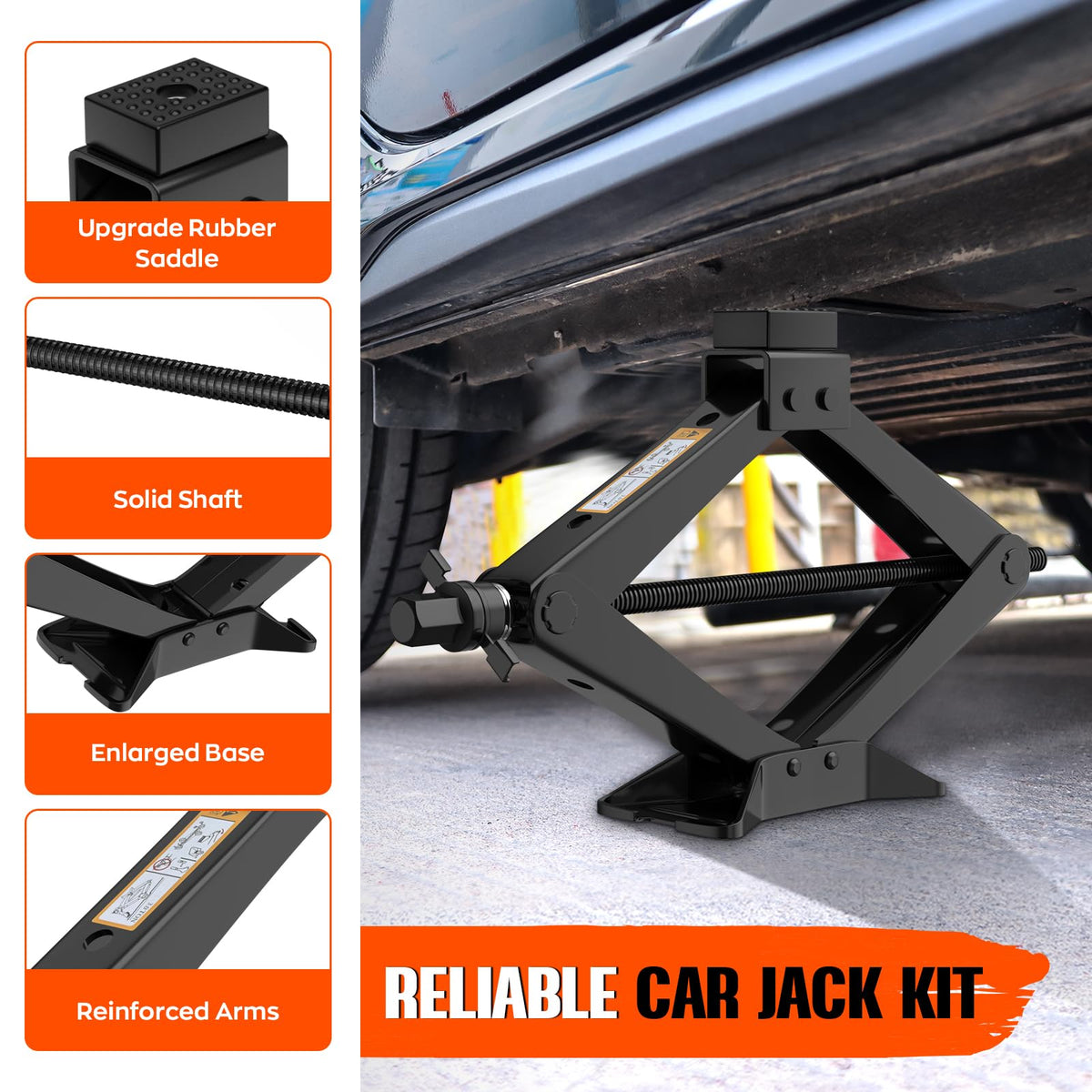 3 Ton Portable Scissor Jack with Lug Wrench B5470
