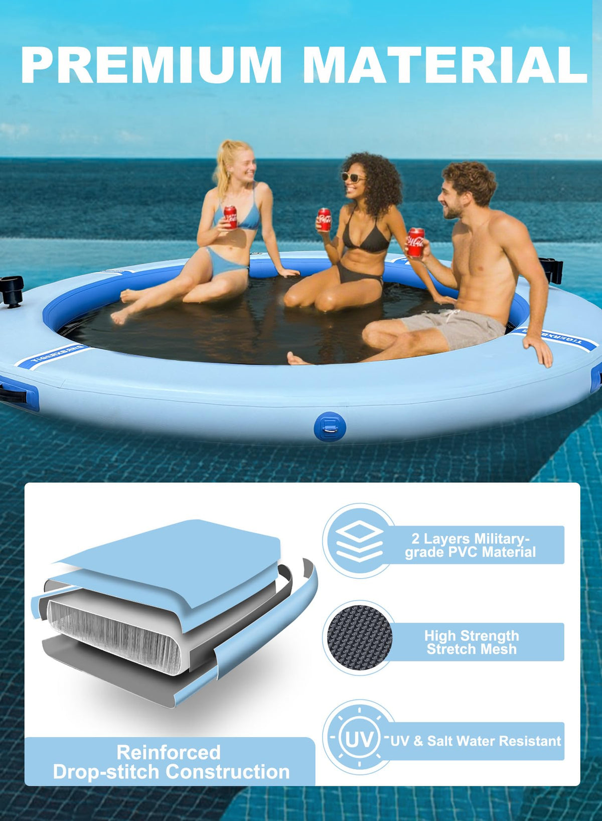 Inflatable Water Hammock with Cup Holder J569