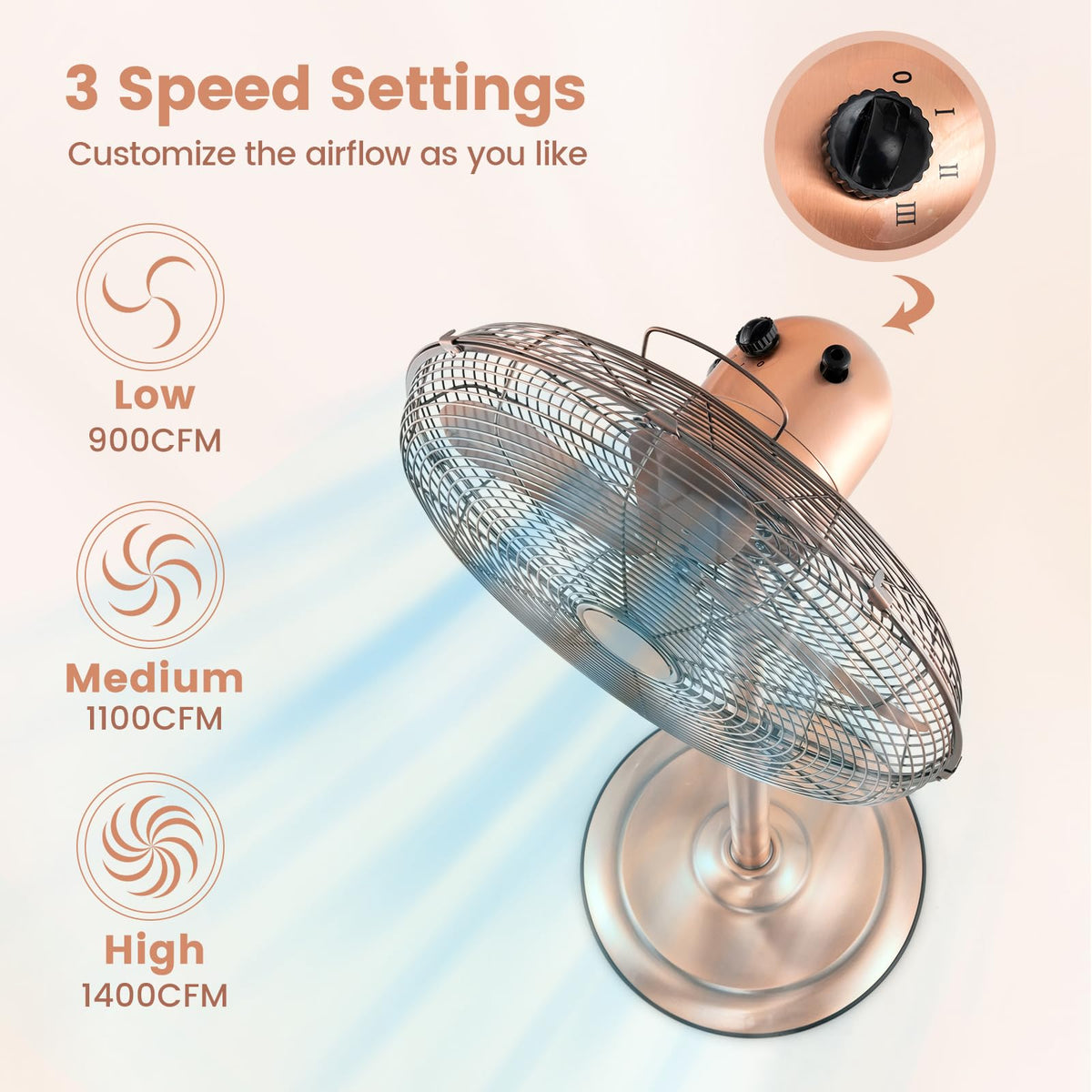 16" Metal Pedestal Fan with Adjustable Height H714517