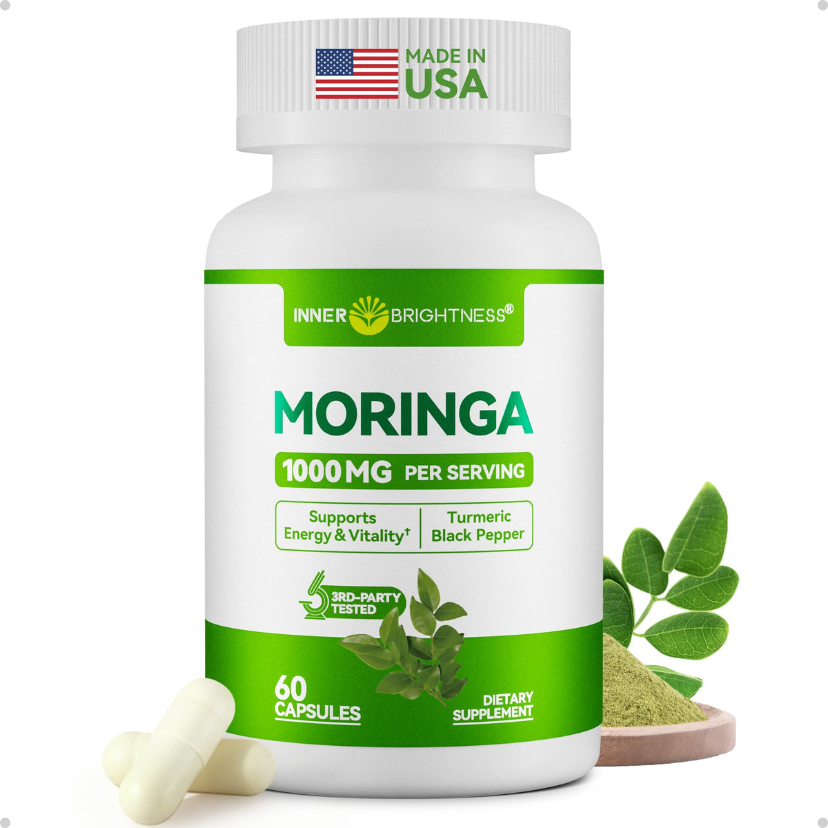 Moringa Capsules 1000mg 10:1 Moringa Leaf Extract 60 Count V383