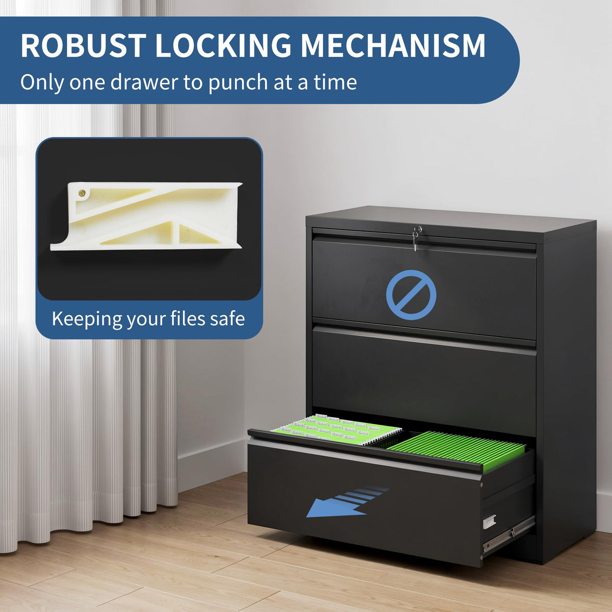3 Drawer Metal File Cabinet with Lock K2835